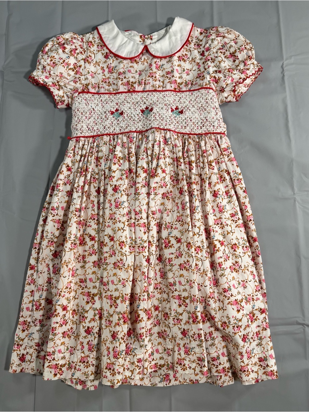 Girl’s Classic Pettigirl Floral Smocked Short Sleeve Dress - Size 5